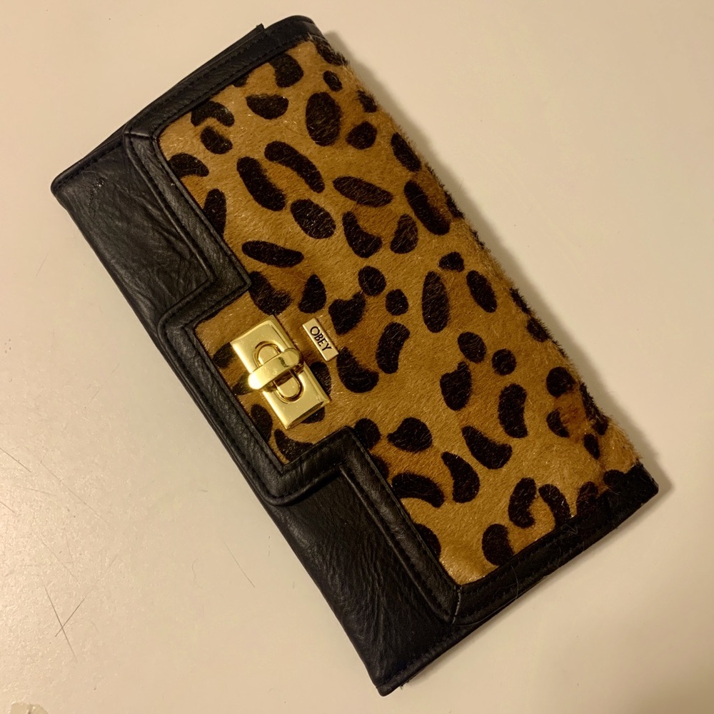 Obey Leopard Clutch Wallet